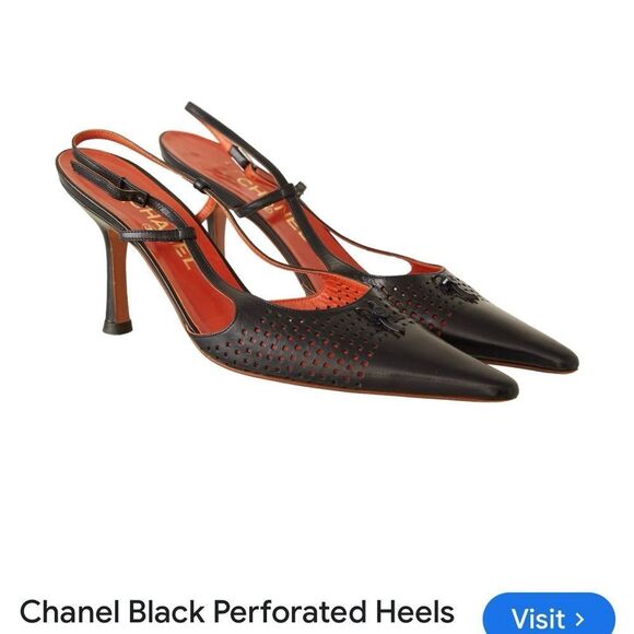 Preowned authentic Chanel heels navy blue - Picture 3 of 16